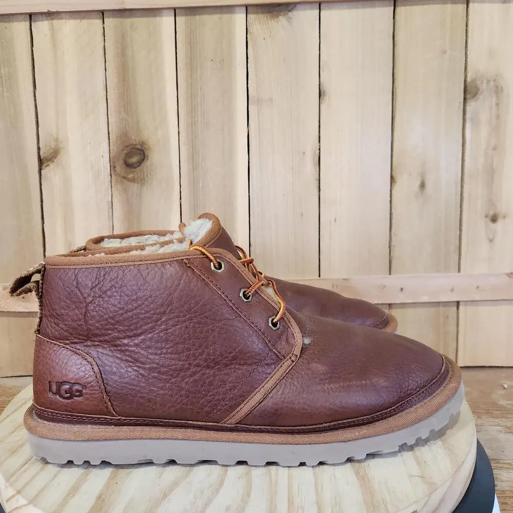 UGG Neumel Boots Mens 11 Brown Leather Chukka Lined Ankle Outdoor Winter